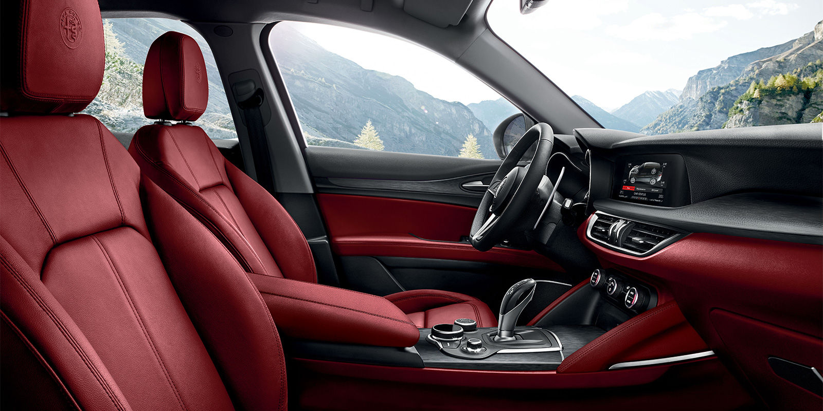 2018 Alfa Romeo Stelvio Red Black Interior