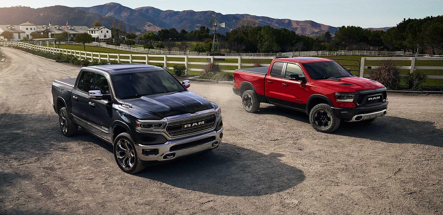 2020 Ram 1500 Red and Blue Exterior Front Views